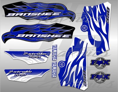 Full Graphics Kit For Yamaha Banshee ATV - High Gloss, Thick Blue Decal Set (Full Body)