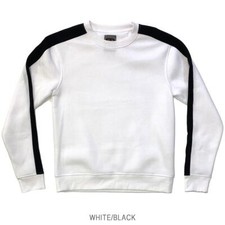 Royal Blue Apparel MEN SINGLE STRIPE FLEECE PULLOVER CREWNECK WHITE/BLACK 4513