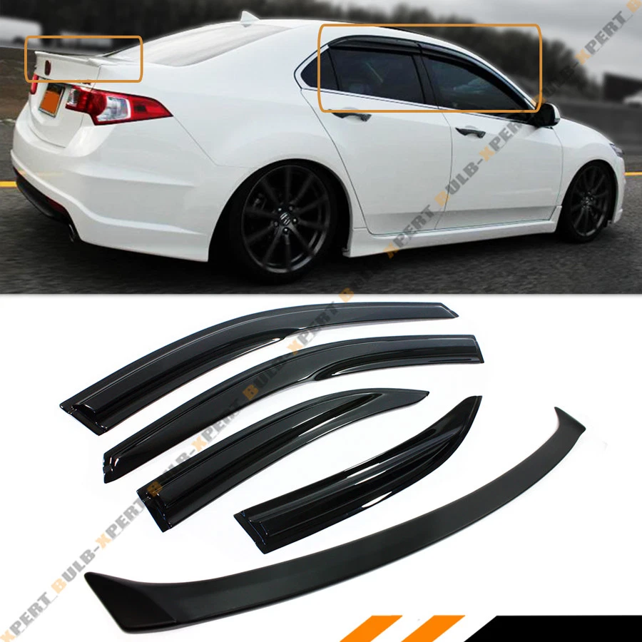 JDM ESTILO ONDULADO VISERA DE VENTANA AHUMADA + ALERÓN DE MALETERO PARA 2009-2014 ACURA TSX EURO R Foto 2 de 4