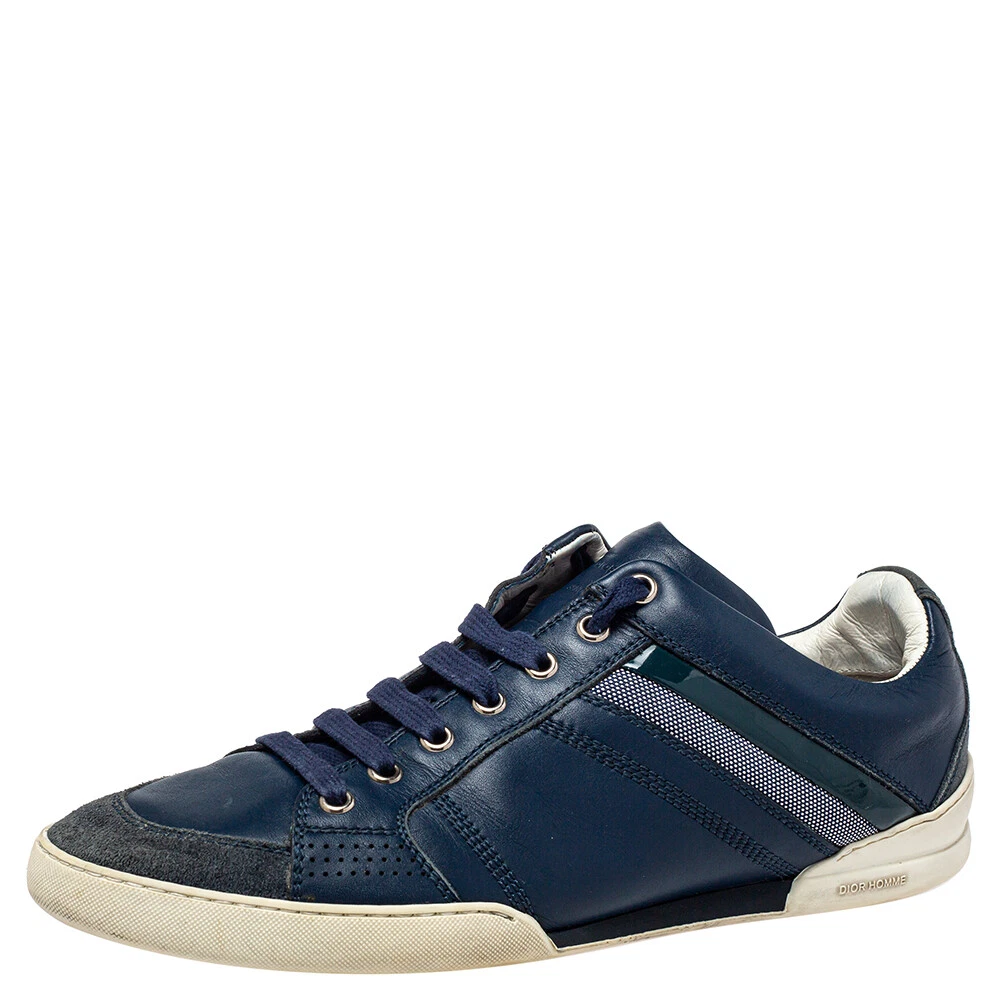 Baskets basses en cuir bleu et daim Dior taille 39,5