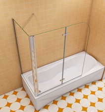 Badewannenaufsatz mit NANO Badewannenfaltwand 6mm Duschwand für Badewanne Eck