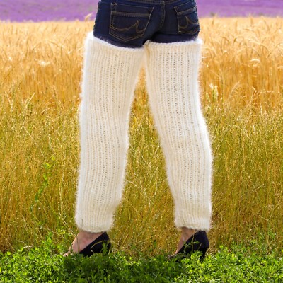 Fuzzy long mohair spats thick fuzzy gaiters hand crafted leg warmers SUPERTANYA
