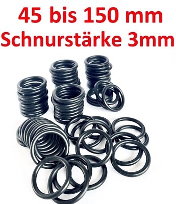 ORinge 45-150 mm Schnurstärke 3mm NBR70 Dichtungsring Dichtring O-Ring Gummiring