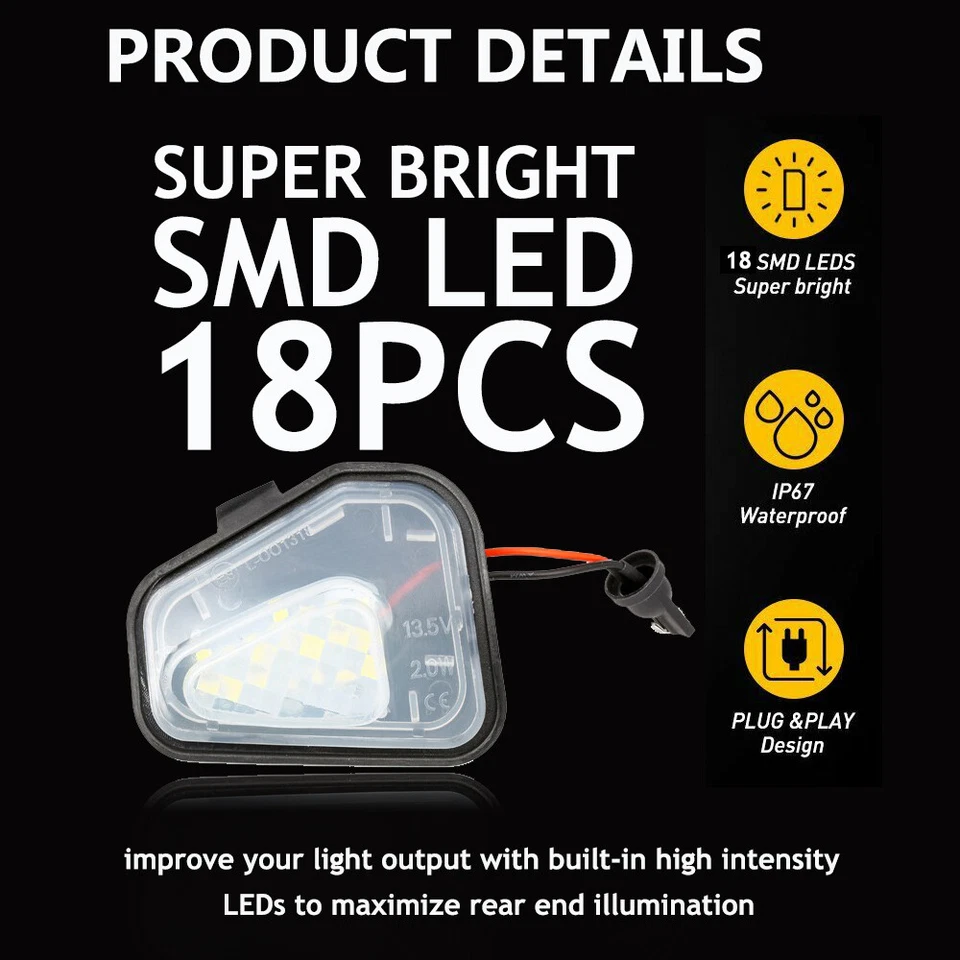 2X Luces LED de charco de espejo lateral blanco 6000K para VW CC Passat Scirocco Foto 3 de 4