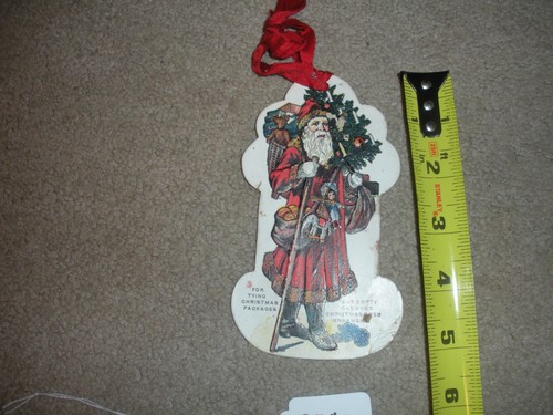 VINTAGE ANTIQUE Die Cut Victorian Christmas Santa Claus Card Gift Tag - Picture 4 of 8