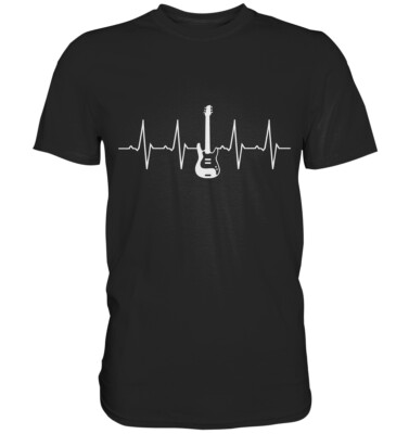 E-Gitarre Herzschlag T-Shirt | Musik Instrument Musikfan Gitarrist Rock Geschenk