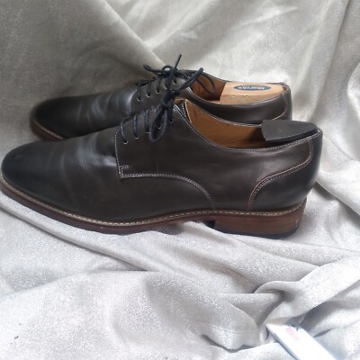 Joseph Abboud Steel Blue Leather Lace Up Oxfords Casual 