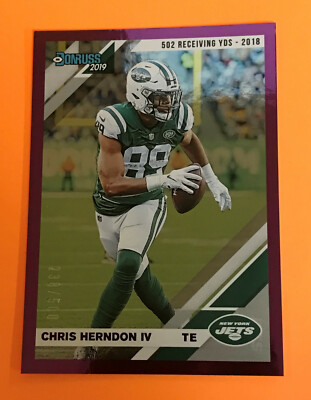 2019 PANINI DONRUSS CHRIS HERNDON NY JETS #192 SEASON STAT LINE PARALLEL /500