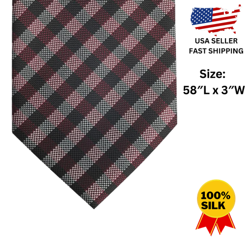 MSRP$22.4 NEW EDWARDS Classic COLLEGIATE PLAID WOVEN 100% Silk Men's Tie Necktie - Picture 8 of 8