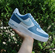 Air Force 1 Custom White Casual Shoes Arctic Sky Glacier Blue Vibes Mens Womens