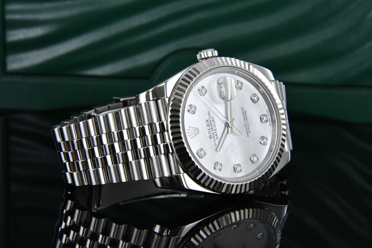 Rolex Datejust 41mm Steel Jubilee Mother of Pearl Diamond Dial 126334