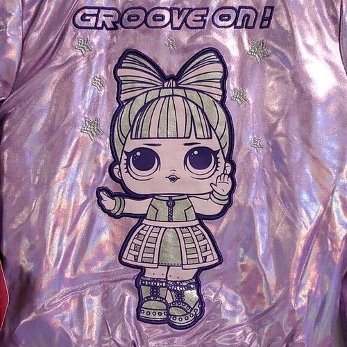 Girl's Metallic Purple LOL Surprise! Bomber Jacket & Pink Tee - Picture 5 of 8
