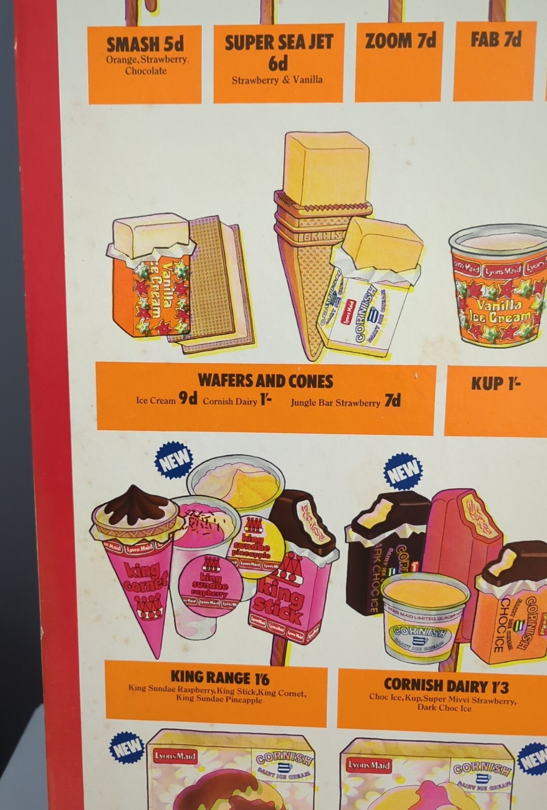 Lyons Maid Ice Cream Laminated Cardboard Shop Sign Vintage 50 x 34 Cm