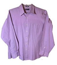 CHAPS Tiny Red Plaid Point Collar Long Sleeved Permanent Press Shirt XL