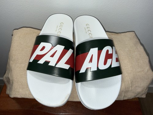 Palace x Gucci Web Stripe Slide Sandal White Size 40G 7 Mens