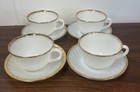 VINTAGE FIRE KING ANCHOR HOCKING 1950'S MILK GLASS TEA CUPS AND SAUCERS SET OF 4