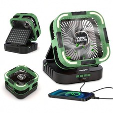 New Solar Camping Fan with LED Lantern 20000mAh Power Bank Portable Oscillating