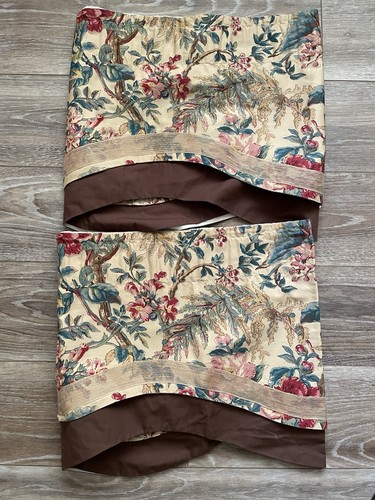 Ralph Lauren Tangier Floral Set 2 Valances Braided Accents 74 X 17” Lining - Picture 11 of 11