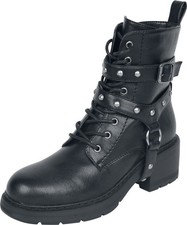Rock Rebel by EMP Damen schwarze Boots mit Schnürung und Nieten
