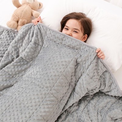 3 lbs Weighted Blanket, Cooling Soft Minky Dotted Heavy Blankets Throw for Be...