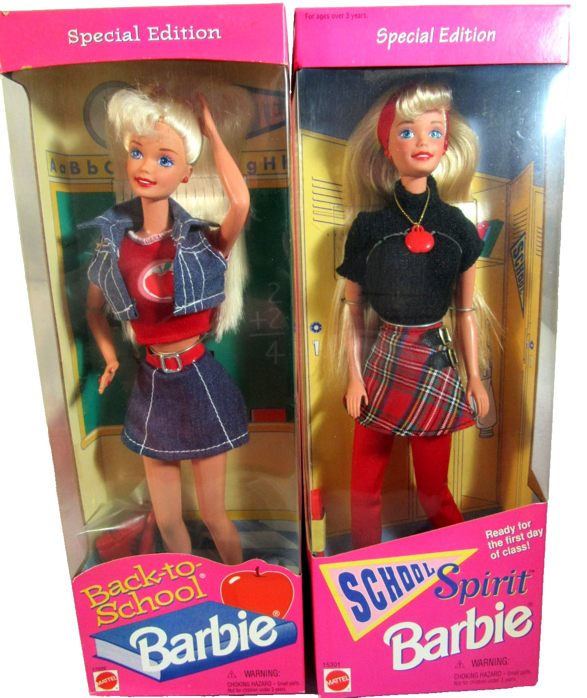 SET OF 2 MATTEL BARBIE DOLLS- SCHOOL SPIRIT & BACK TO SCHOOL #17099 & #15301 NIB