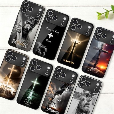 Christian Custom Cover For iPhone 14 15 16 17 Glossy Glass Anti-Shock Phone Case