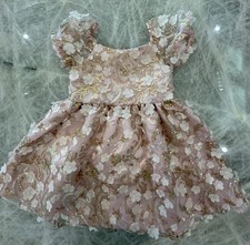 Rare Editions Girls Puffed Sleeve Sequin Floral-Soutache Dress Size 5