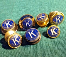 Lot 7 older Kiwanis Club International Lapel Pins Button Hole Screw-Back Studs