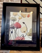 Shirley Novak Pavots Ondule II Oil Painting Print Signed Black Frame 25”x31