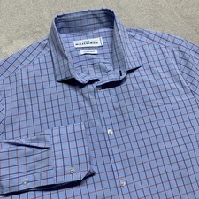 Mizzen Main Leeward Shirt Mens XL Trim Fit Blue Red Plaid Button Down