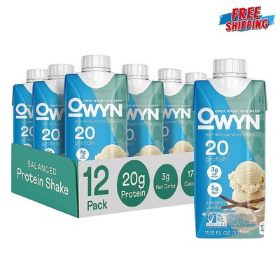 OWYN Plant Based Protein Shake, Smooth Vanilla, 20g Protein, 11.15 floz, 12 Pack