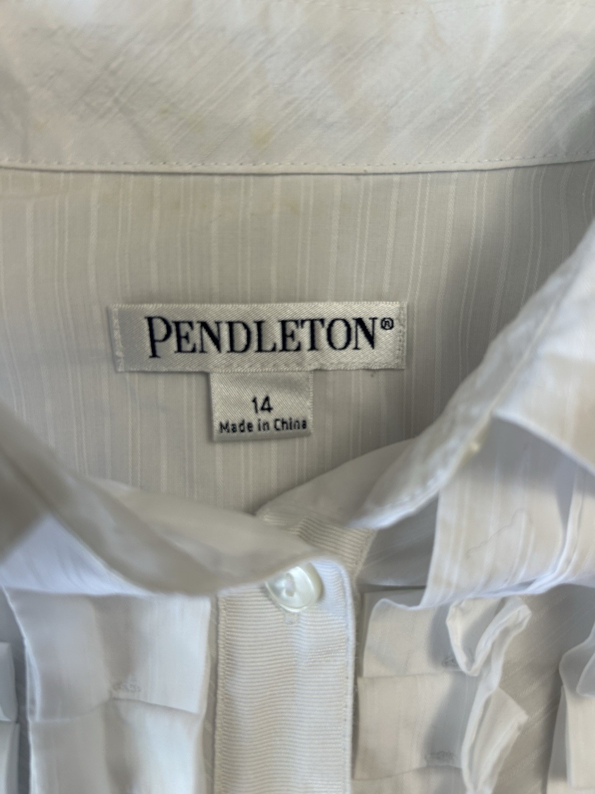 Pendleton Classic White Bottom Down Pleated Front… - image 7