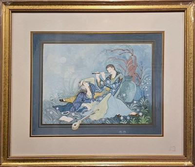 Original Persian Miniature Watercolor   Signed and date,  with Frame (28'' x 24'')