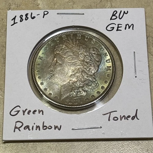 1886-P Morgan Dollar ☆ 90% Silver ☆ BU Gem ☆ Beautiful Coin ☆ Green Toned