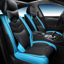 3pcs Universal Full Set Car Seat Covers Cushion Pu Leather Front Rear Blackblue