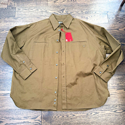Diesel, Diesel S-DEWNY Men's Brown Solid Cotton Button-Up Shirt Pockets Long Sleeve 56