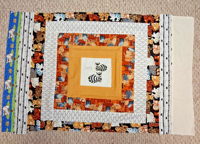 Cat Theme Quilt Top for Pillow or runner 36'' x 23'' Unfinished