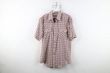 Vintage 70s Streetwear Mens Medium Knit Short Sleeve Collared Button Shirt Plaid