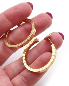 Authentic Chunky Gold Hoop Earrings Women 18k Gold Plated 925 Silver Thick Textured Style