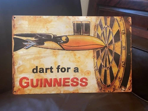 Guinness Beer Darts 17.5"x11" Metal Tin Sign Retro Vintage Style Garage Man Cave