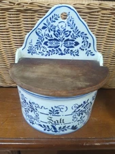 Antique 1890s Blue Onion Germany Salt Box