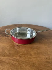 Cuisinart 3qt Red Stainless Steel Sauté Pan. With Glass Lid.