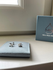 Silver Rain -Silver Mistletoe Stud Earrings  -New