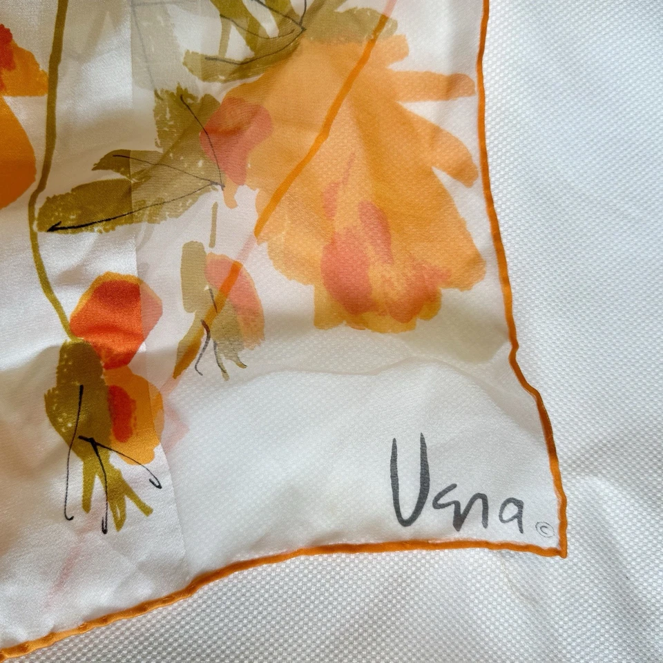 "Bufanda de seda vintage Vera Neumann retro naranja mod rosas 43"" X 14""" Foto 3 de 4