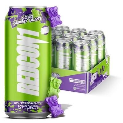 REDCON1 Energy High Performance Drink, Sour Gummy Blast - Zero Sugar Energy... 