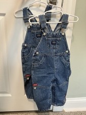 2 VTG Twin toddler/Baby Carters denim overalls big bear construction 18 months