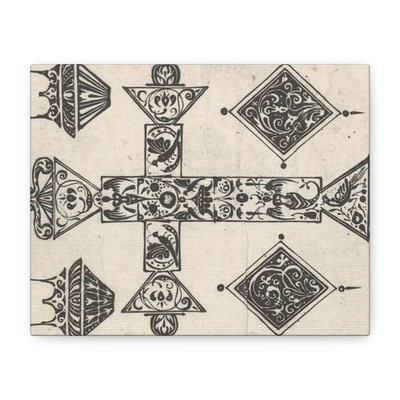 Claes Jansz. Visscher - Blackwork Print with a Latin Cross - Canvas Wall Art