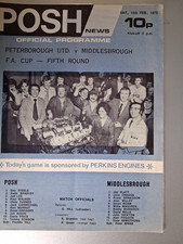 Peterorough United v Middlesbrough 15th February 1975 FA Cup