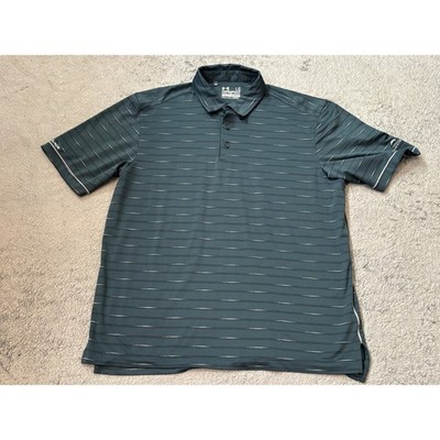 Under Armour Coldblack Golf Polo Mens Large Blue Stripe HeatGear Cedar River GC