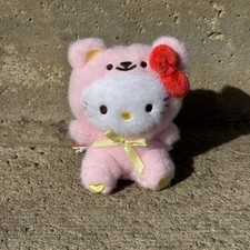 NWT Sanrio Hello Kitty Pink Bear Costume Plush X-Small - 3.5in ROUND ONE